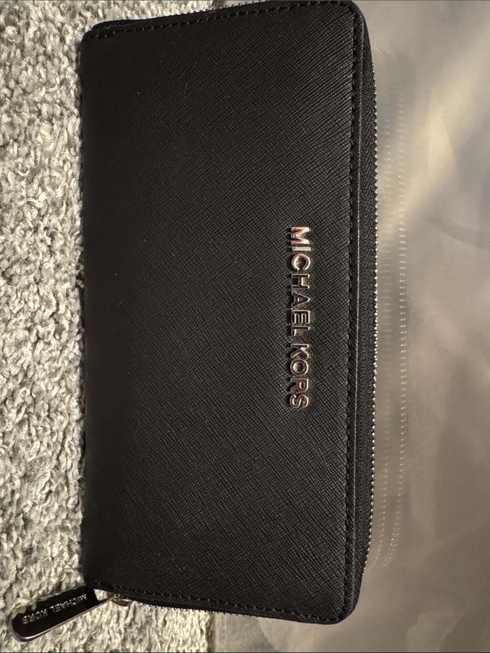 Michael Kors Black Saffiano Zip-Around Wallet